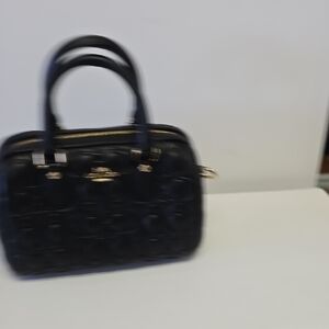 Coach Black Quilted Dome Satchel with Gold Hardware